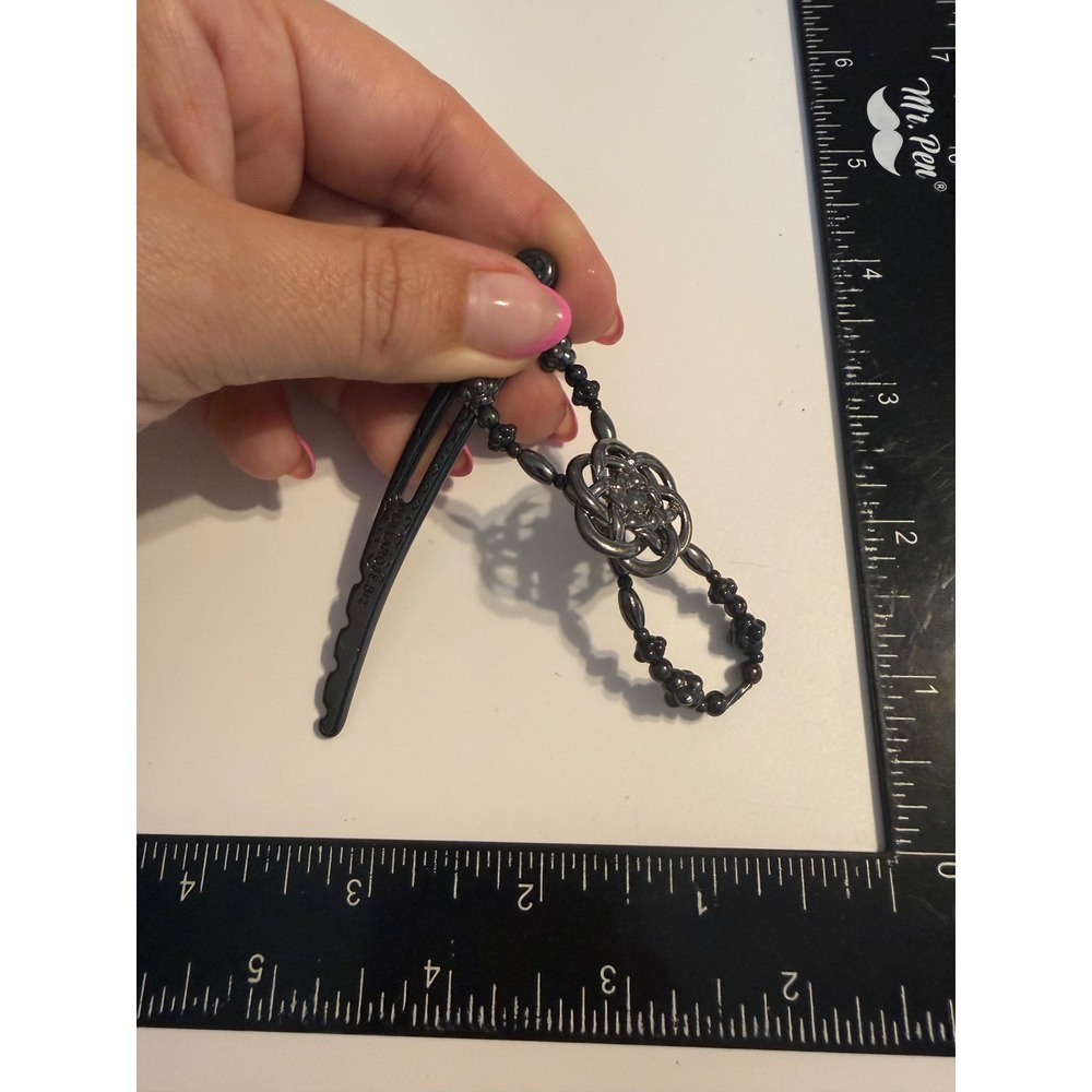 Lilla Rose Flexi Clip Hair Accessory Gunmetal Celtic Knot Beaded Small 3.25 Inch